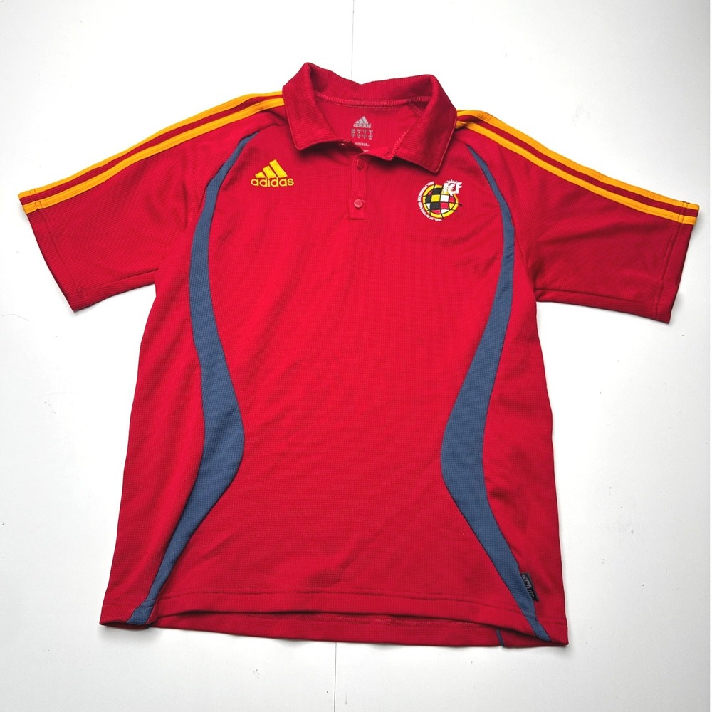 Adidas Mens Spain RFEF Soccer Polo Shirt Red Climalite 2006 ATV002 Size M - Picture 2 of 9